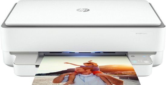 Photo 1 of HP - ENVY 6055 Wireless All-In-One Instant Ink-Ready Inkjet Printer - White
