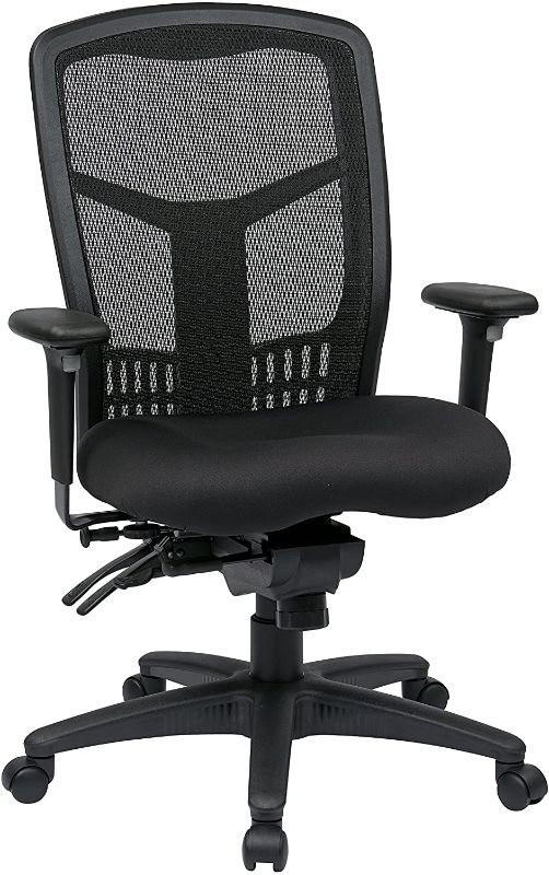 Photo 1 of Office Star ProGrid High Back Managers Chair with Adjustable Arms, Multi-Function and Seat Slider (Black)
