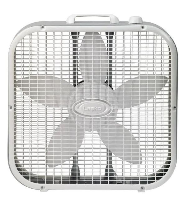 Photo 1 of 20 in. 3 Speed White Box Fan with Save-Smart Technology for Energy Efficiency