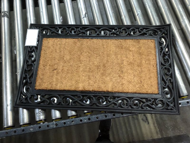 Photo 3 of 1'6"x2'6" Rubber Scroll with Coir Doormat - Threshold™
