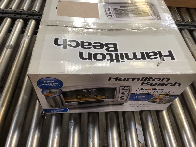 Photo 1 of Hamilton Beach 31127 Easy Reach Toaster Oven with Roll-Top Door, Silver
