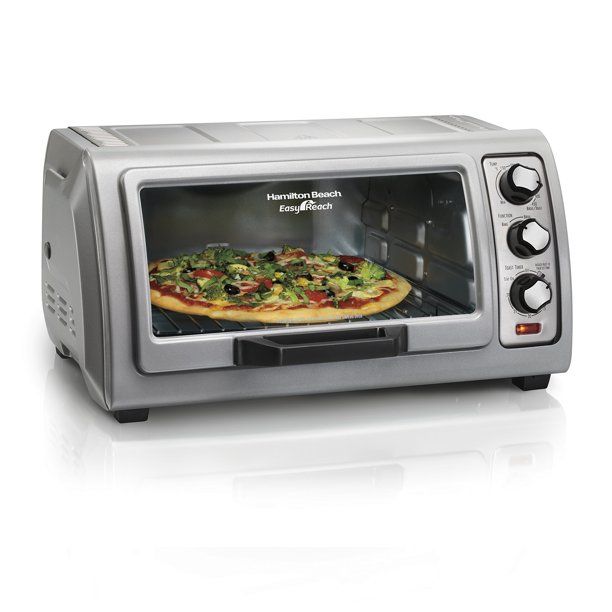 Photo 1 of Hamilton Beach 31127 Easy Reach Toaster Oven with Roll-Top Door, Silver
