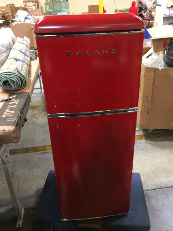 Photo 2 of 4.6 cu. ft. Retro Mini Fridge with Dual Door True Freezer in Red
