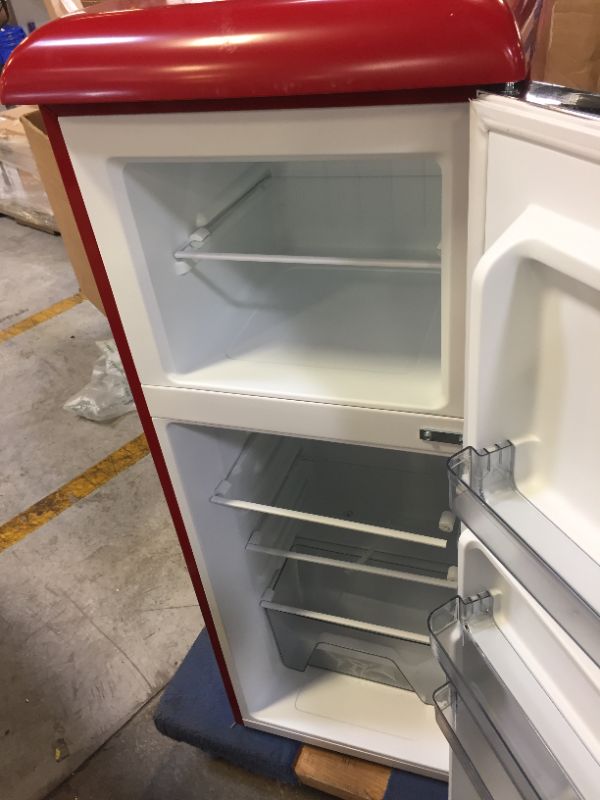 Photo 5 of 4.6 cu. ft. Retro Mini Fridge with Dual Door True Freezer in Red
