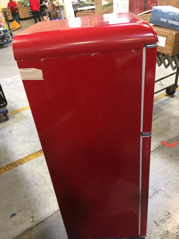 Photo 3 of 4.6 cu. ft. Retro Mini Fridge with Dual Door True Freezer in Red
