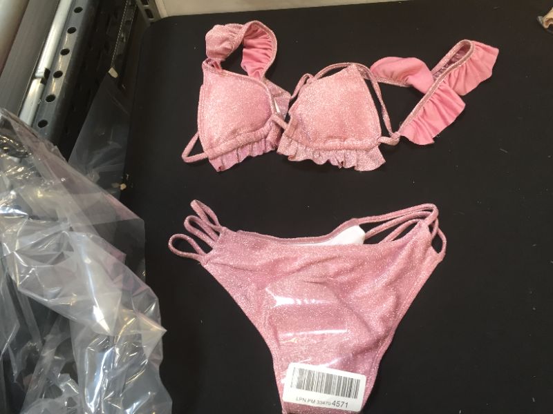 Photo 1 of women's pink glittery bikini S 