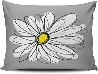 Photo 1 of Custom Luxury Funny Grey and White Trendy Daisy with Gray and Yellow Decorative Pillowcase Pillowslip Throw Pillow Case Cover Zippered One Side Printed 12x16 Inches