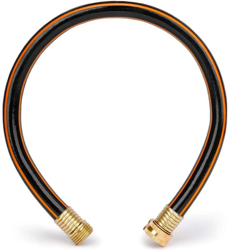 Photo 1 of Black-Orange Garden Short Hose 5/8 in. x 10 ft. Hose Reel Lead in Hose, Male/Female Solid Brass Fittings, No Leaking, Short Connector Hose for Water Softener, Dehumidifier, Camp RV, Janitor Sink Hose