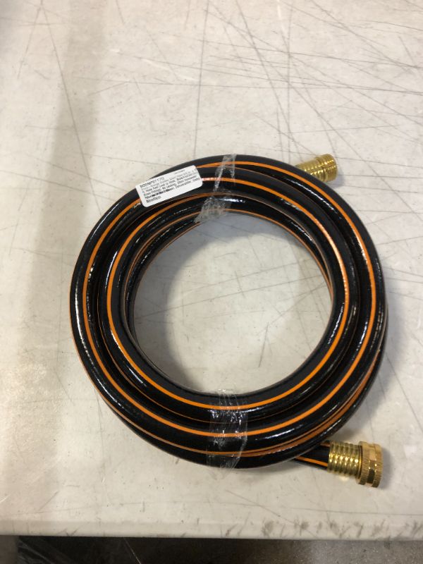 Photo 2 of Black-Orange Garden Short Hose 5/8 in. x 10 ft. Hose Reel Lead in Hose, Male/Female Solid Brass Fittings, No Leaking, Short Connector Hose for Water Softener, Dehumidifier, Camp RV, Janitor Sink Hose