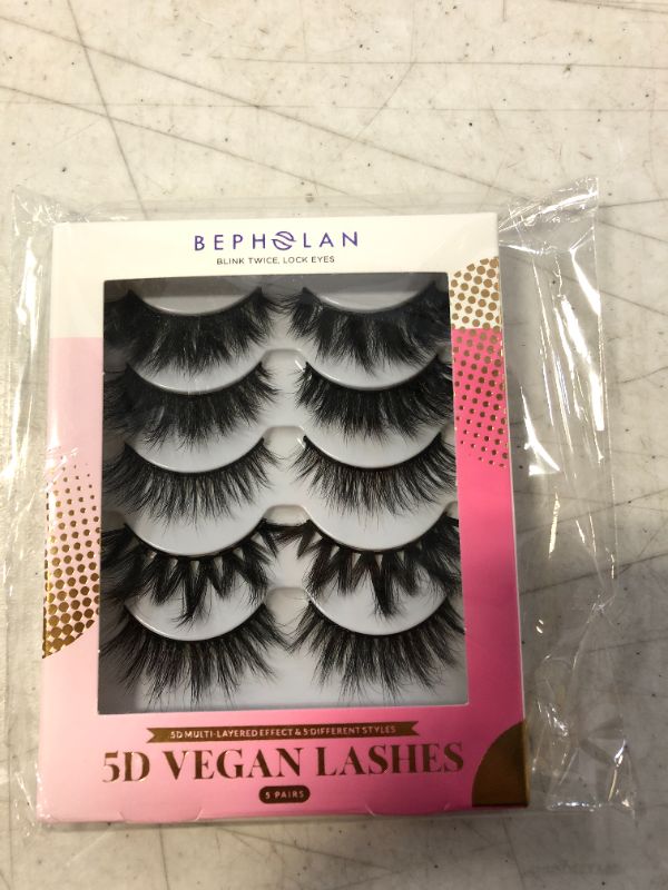 Photo 2 of BEPHOLAN FALSE EYELASHES 5 STYLES 5 PAIRS 5D VEGAN LASHES XMZ284