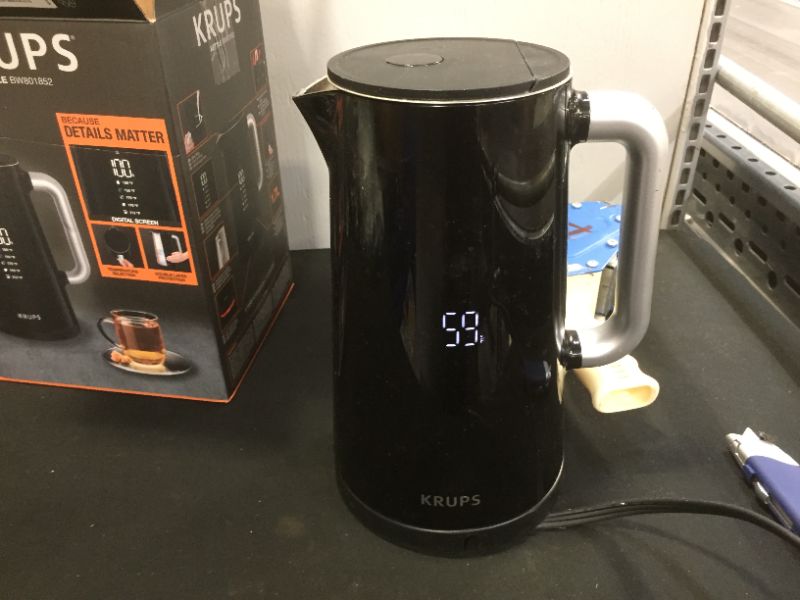 Photo 2 of KRUPS BW801852 Smart Temp Digital Kettle Full Stainless Interior and Safety Off, 1.7-Liter, Black
