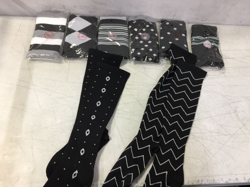 Photo 1 of 8 PACK HIGH TOP COMPRESSION SOCKS SIZE L/XL