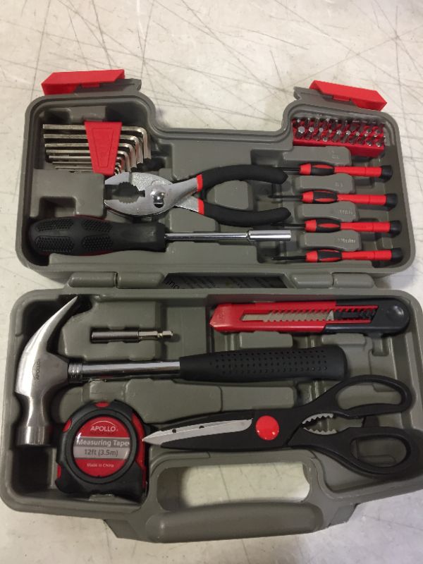 Photo 2 of Apollo Tools DT9706 Original 39 Piece General Repair Hand Tool Set with Tool Box Storage Case , Red