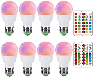 Photo 1 of RGB LED Light Bulb, Color Changing Light Bulb, 40W Equivalent, 450LM Dimmable 5W E26 Screw Base RGBW, Mood Light Flood Light Bulb - 12 Color Choices - Timing Infrared Remote Control Included (8 Pack)