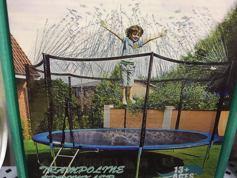 Photo 2 of Cabor Trampoline Sprinkler for Kids - Outdoor Trampoline Water Sprinkler for Water Play, Trampoline Accessories 39ft Sprinkler for Trampoline Shower and Summer Fun