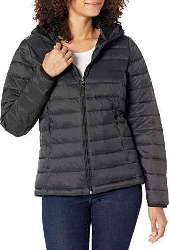 Photo 1 of Amazon Essentials Women's Lightweight Long-Sleeve Full-Zip Water-Resistant Packable Hooded Puffer Jacket
