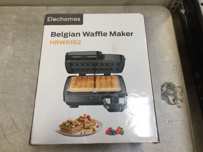 Photo 4 of Elechomes Waffle Maker with Removable Plates, 4-Slice Belgian Waffle Iron, Anti-Overflow Nonstick Grids, Browning Control, Indicator Light, Compact Design, Recipes Included, Stainless Steel
