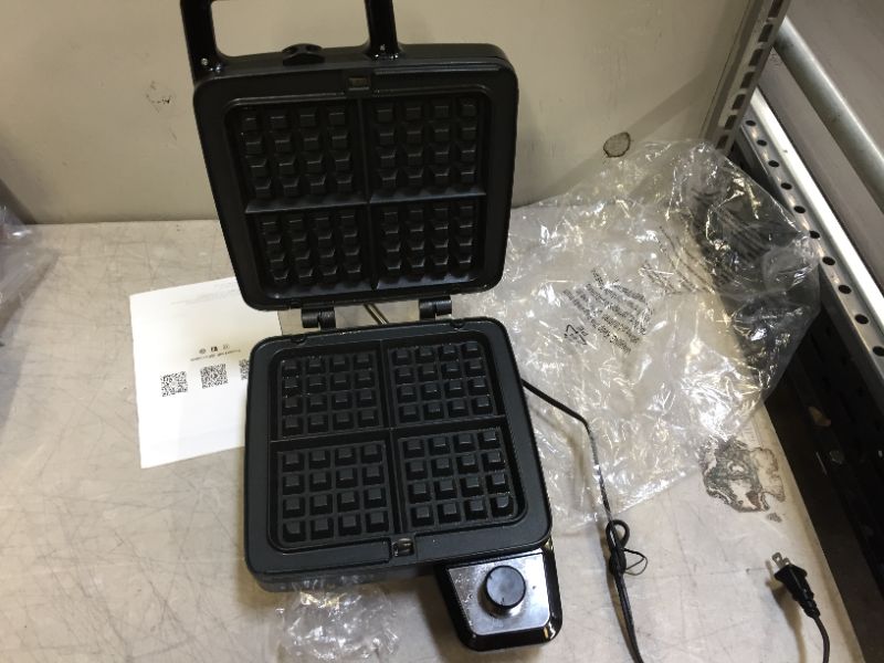 Photo 2 of Elechomes Waffle Maker with Removable Plates, 4-Slice Belgian Waffle Iron, Anti-Overflow Nonstick Grids, Browning Control, Indicator Light, Compact Design, Recipes Included, Stainless Steel
