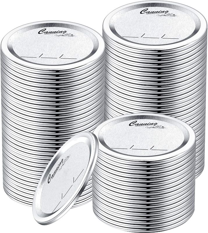 Photo 1 of 100-Count [Wide Mouth] Canning Lids for Ball, Kerr Jars - Split-Type Metal Mason Jar Lids for Canning - Food Grade Material, 100% Fit & Airtight for Regular Mouth Jars (86mm Wide Mouth?