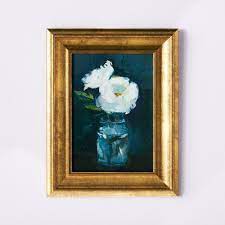Photo 1 of 11" x 14" Floral Arrangement Framed Wall Canvas Gold/Navy - Threshold™ designed with Studio McGee
