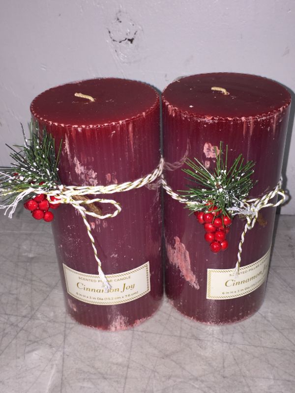 Photo 2 of 2 PACK 3" x 6" Ribbed Scented Pillar Candle Red - Threshold
