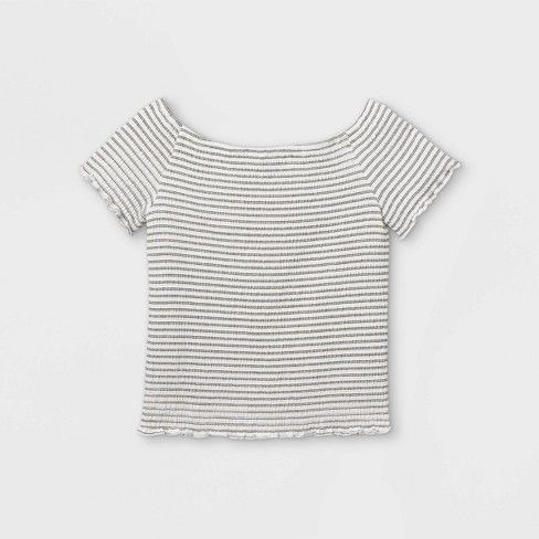 Photo 1 of Girls' Smocked Short Sleeve Top - art class White/Black L