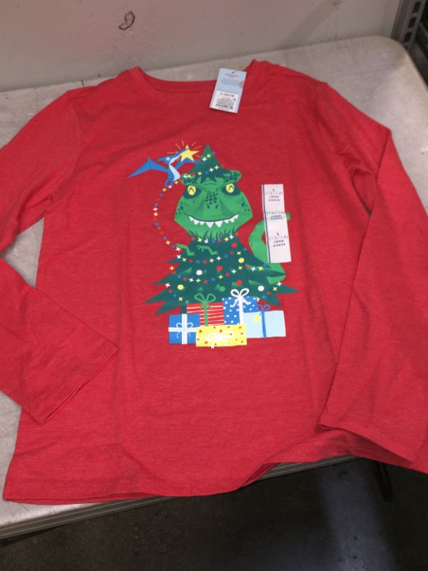 Photo 2 of Boys' Christmas Dinosaur Graphic Long Sleeve T-Shirt - Cat & Jack Bright Red S