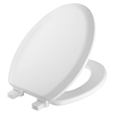 Photo 1 of Cameron Never Loosens Elongated Enameled Wood Toilet Seat with Easy Clean Hinge White - Mayfair by Bemis
