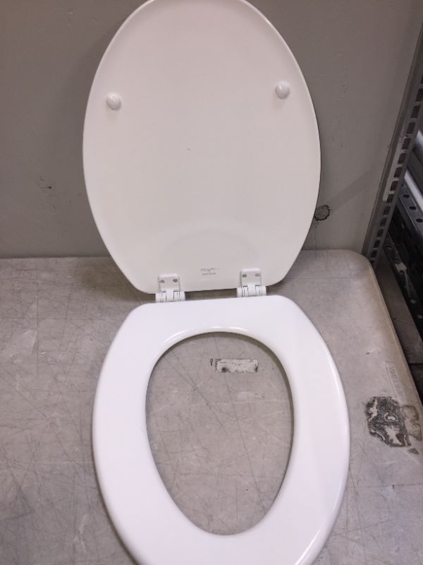 Photo 2 of Cameron Never Loosens Elongated Enameled Wood Toilet Seat with Easy Clean Hinge White - Mayfair by Bemis
