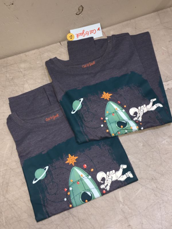 Photo 2 of 2 PACK Boys' Spaceship Tree Graphic Short Sleeve T-Shirt - Cat & Jack Blue XS