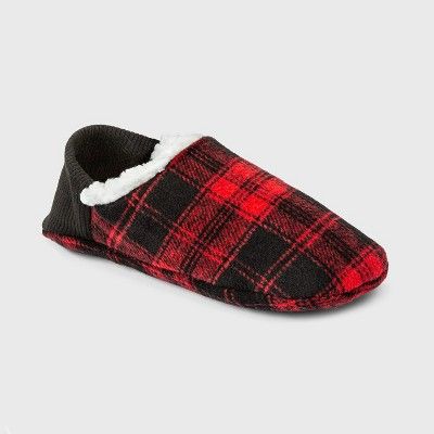 Photo 1 of Adult Plaid Sherpa Lined Pull-On Slipper Socks with Huggable Heel & Grippers S/M