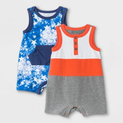 Photo 1 of Baby Boys' 2pk Star Tie-Dye Romper - Cat & Jack Gray 18M