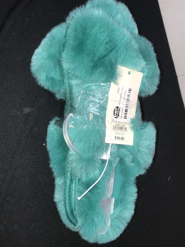 Photo 1 of Women's Paris Crossband Fur Slippers - Stars Above Turquoise Green M