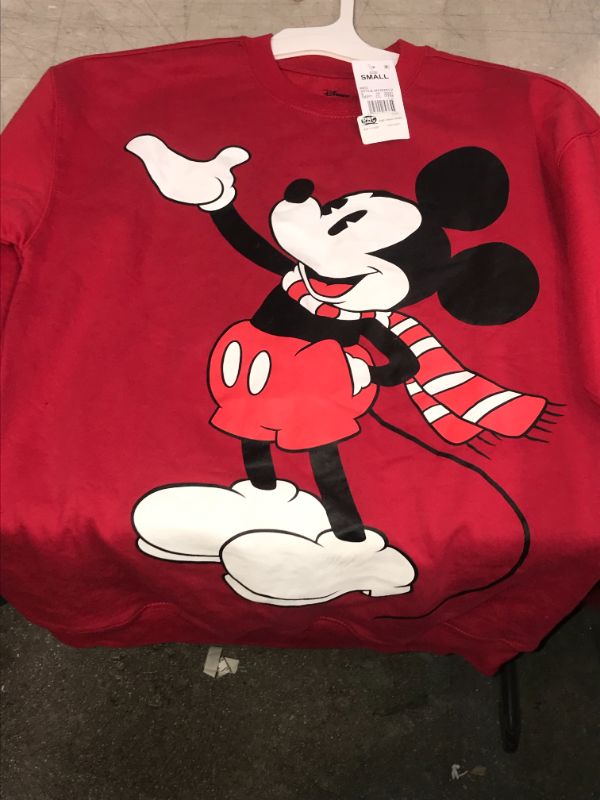 Photo 2 of Adult Unisex Disney Mickey and Friends Family Holiday Graphic Sweatshirt - Red S


