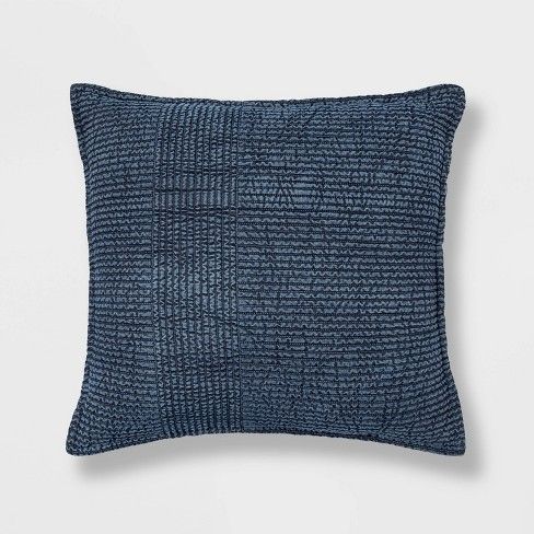 Photo 1 of Chambray Denim Oversize Square Throw Pillow Blue - Threshold