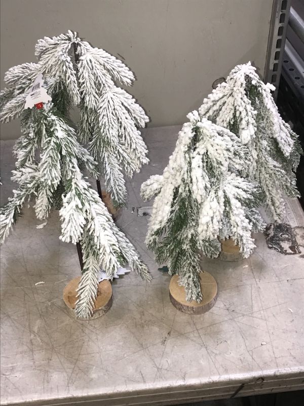 Photo 1 of 12 INCH FAKE DECORATIVE SNOW WINTER TREES CHRISTMAS HOLIDAYS 4 PACK