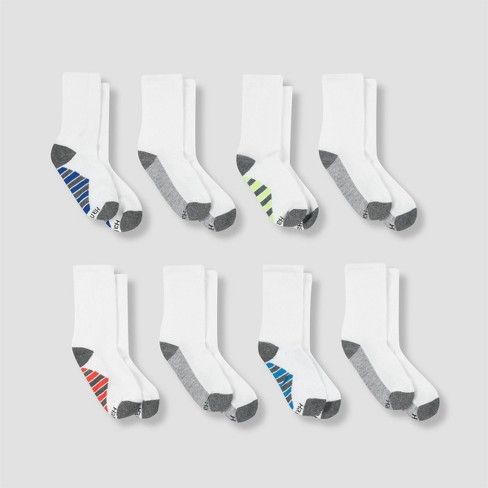 Photo 1 of Hanes Premium Boys' 8pk Crew Athletic Socks - White M