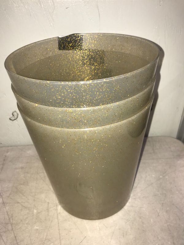 Photo 1 of 3 PACK CHAMPAGNE BUCKET OR WASTEBASKET FOR BATHROOM OR BEDROOM