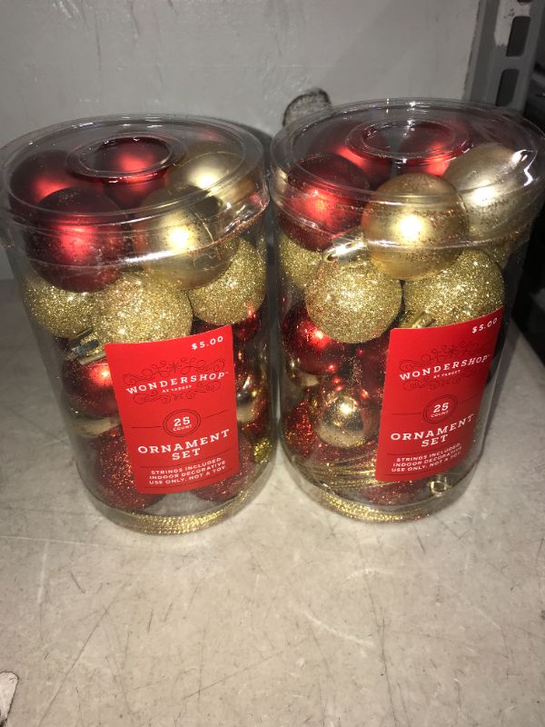 Photo 1 of 2 pack 25ct 30mm Christmas Ornament Set Gold & Red - Wondershop
