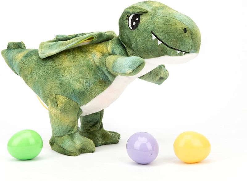 Photo 1 of DNC T Rex Dinosaur Plush Stuffed Animal Electric Eggs Laying Dinosaur Interactive Novelty Toy Gift for Kids (Green Egg)