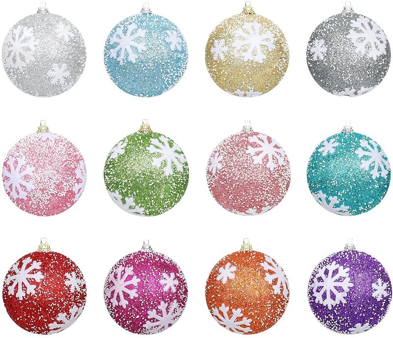 Photo 1 of HWXMAQ 80mm/3.15" Christmas Decorations --Christmas Ball Ornaments Hanging Christmas Ornaments Baubles Set for Xmas Tree -12 Counts (12 Colors)
