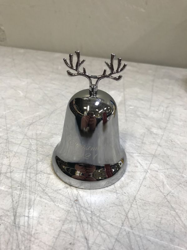 Photo 2 of 2021 Annual Christmas Bell,Silver Bell Ornament for Christmas Decorations, Bell Ornament for Christmas Anniversary,Red Ribbon & Gift Box
