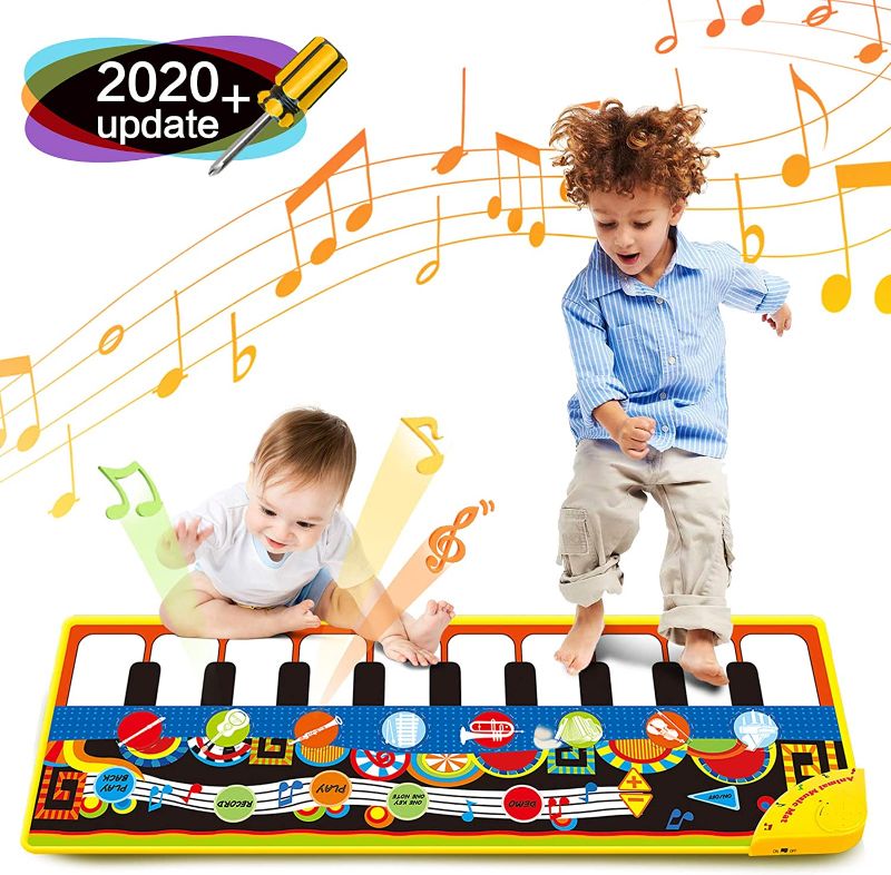 Photo 1 of Bieyaaso Musical Piano Mat 19 Keys Piano Keyboard Play Mat Kids Early Education Music Toys Music Mat Build-in Speaker & Recording Touch Music Dance Mat Birthday Gift for Girls Boys 43.3''X14.2''
