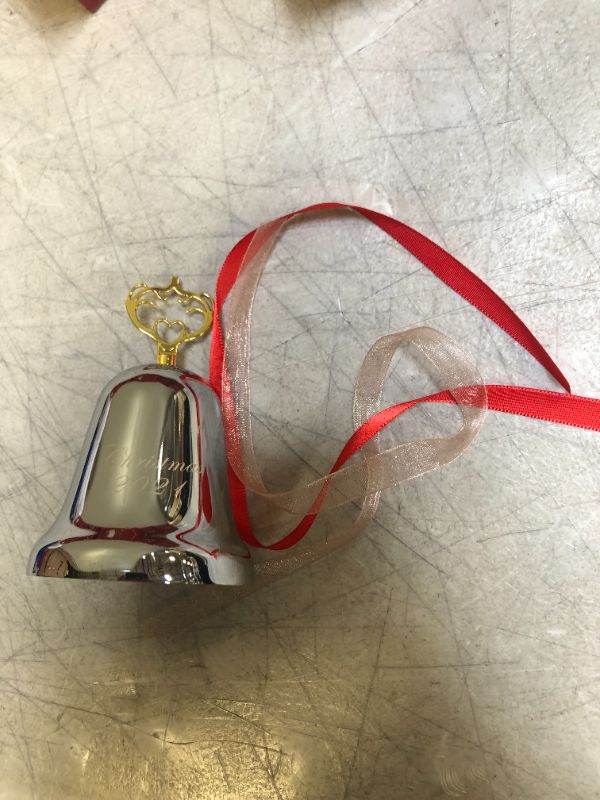 Photo 2 of 2021 Annual Christmas Bell,Silver Bell Ornament for Christmas Decorations, Bell Ornament for Christmas Anniversary,Red Ribbon & Gift Box pack of 3