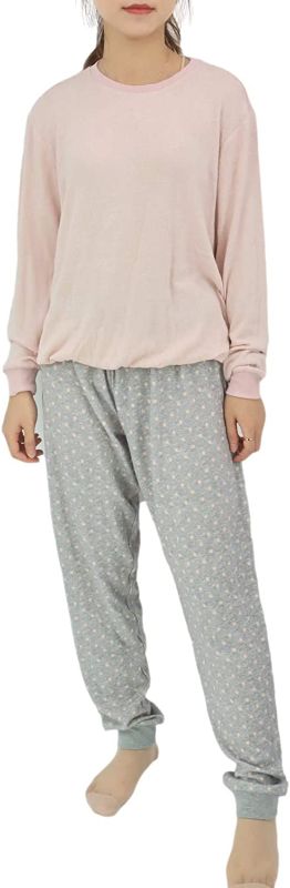 Photo 1 of Israphel Women's Long Sleeve Soft Pajama Set Pink Grey Sleepwear for Women Size xl