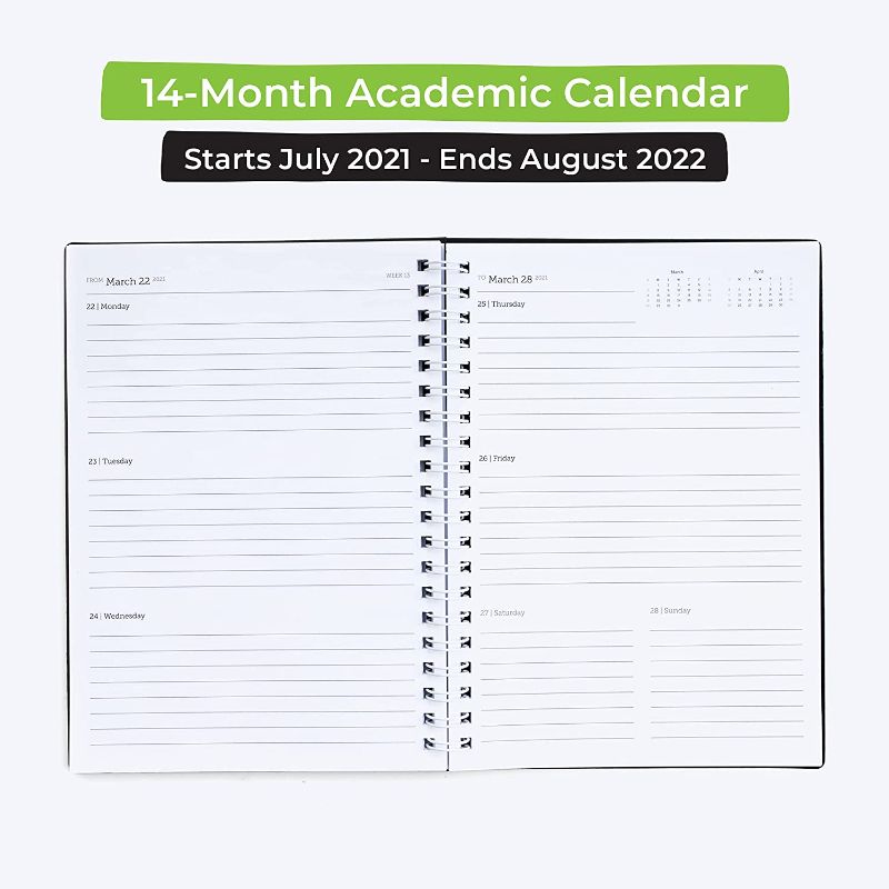 Photo 1 of WallDeca 2021-2022 Academic Planner - Annual Weekly & Monthly Planner, July 2021 - Aug 2022, 8.5" x 11" Full Paper Size, Flexible Cover, Notes Pages, Twin-Wire Binding (USA 8.5x11") pack of 2 