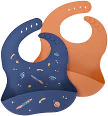 Photo 1 of Labcosi Silicone Baby Bibs for Babies & Toddlers Set of 2, Baby Feeding Bibs for Boys and Girls (colors may vary)