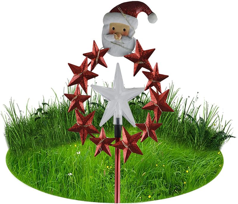 Photo 1 of Christmas Outdoor Solar Stake Lights,Snowsman Xmas Pathway Light, Garden Stake Lights ,LED Solar Christmas Light? Outdoor Metal Solar ,Solar Powered Lawn Yard Ornament (Red)
