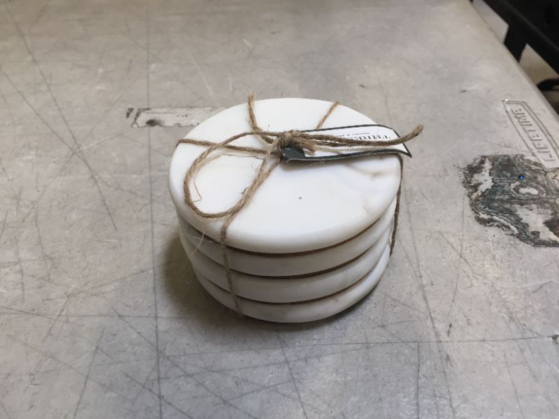 Photo 2 of 4pk Marble Coasters White - Threshold™
