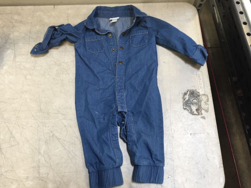 Photo 2 of Baby Denim Elevated Romper - Cat & Jack™ Medium Wash
